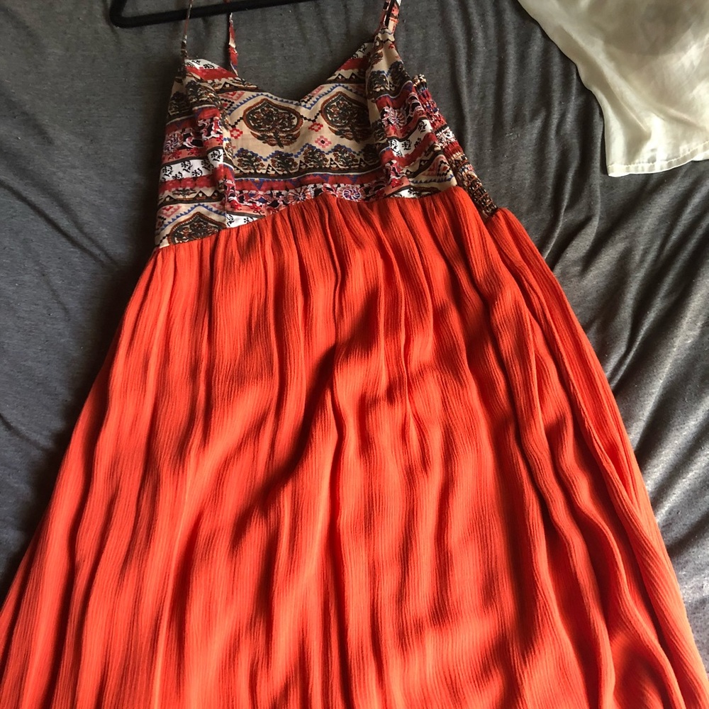 Orange Printed Maxi Dress